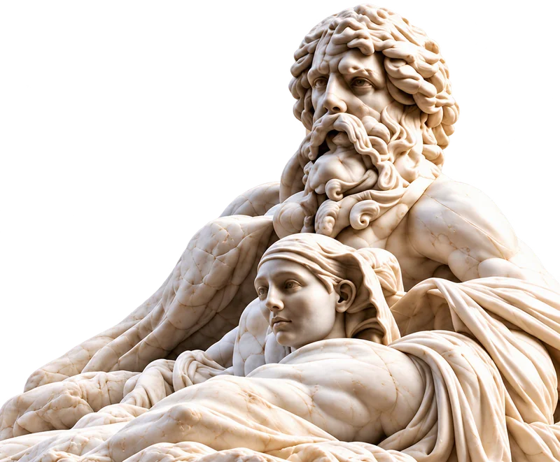Die Marmorstatue des Flussgottes Nil